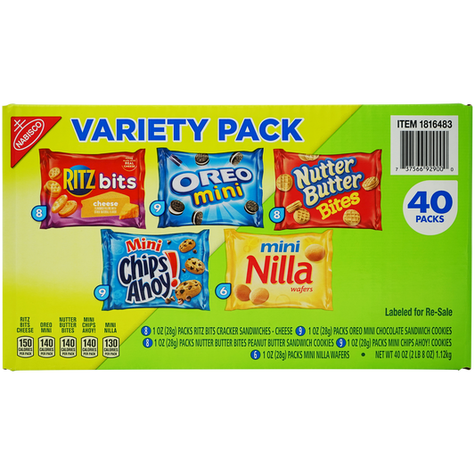 Nabisco Cookies & Crackers, Variety Pack, 1 oz, 40 ct