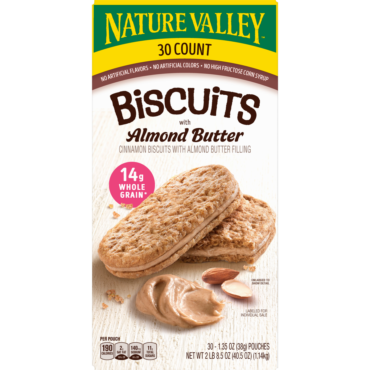 Nature Valley Biscuits with Almond Butter, 1.35 oz, 30 ct