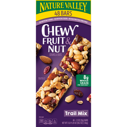 Nature Valley Fruit & Nut Chewy Granola Bars, Trail Mix, 1.2 oz, 48 ct