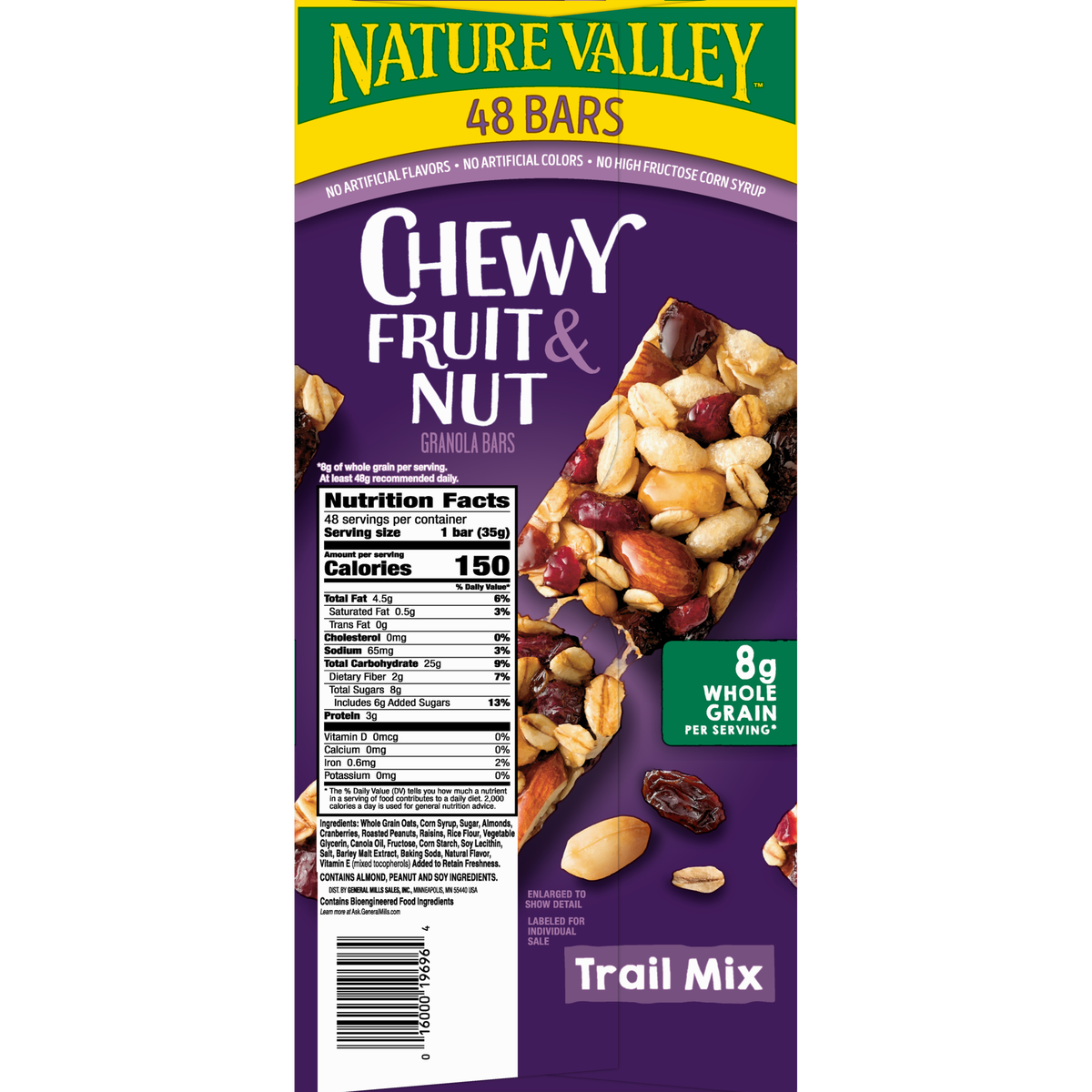 Nature Valley Fruit & Nut Chewy Granola Bars, Trail Mix, 1.2 oz, 48 ct