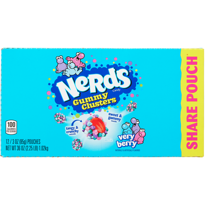 Nerds Candy Gummy Clusters, Very Berry, Share Pouch, 3 oz, 12 ct