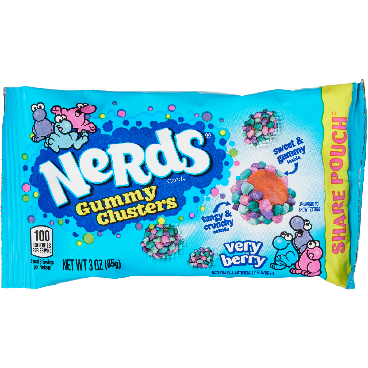 Nerds Candy Gummy Clusters, Very Berry, Share Pouch, 3 oz, 12 ct