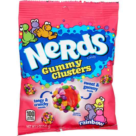 Nerds Gummy Clusters, Rainbow, 5 oz Peg Bag, 12 ct