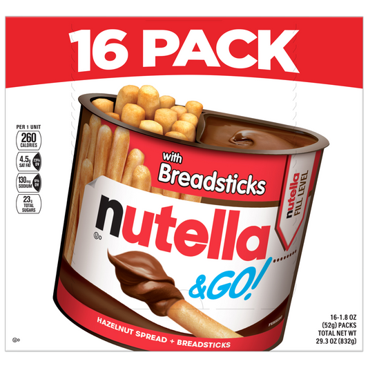 Nutella & Go Hazelnut Spread with Breadsticks, 1.8 oz, 16 ct