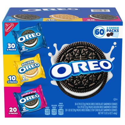 OREO Sandwich Cookies, Chocolate and Golden Variety Pack, 60 ct