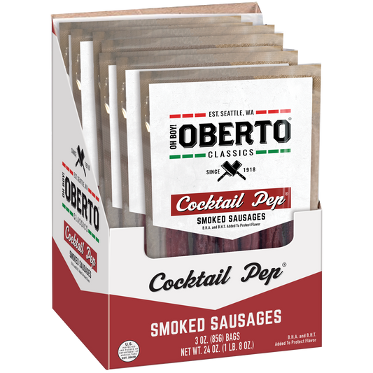 Oh Boy! Oberto Classics Smoked Sausage Sticks, Cocktail Pep, 3 oz, 8 ct
