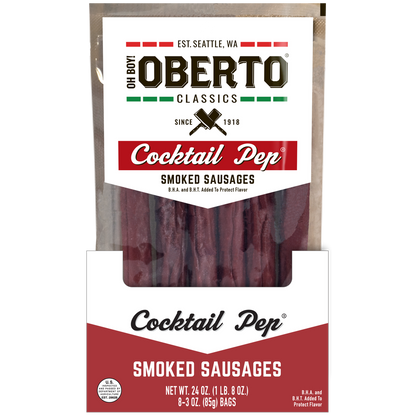 Oh Boy! Oberto Classics Smoked Sausage Sticks, Cocktail Pep, 3 oz, 8 ct