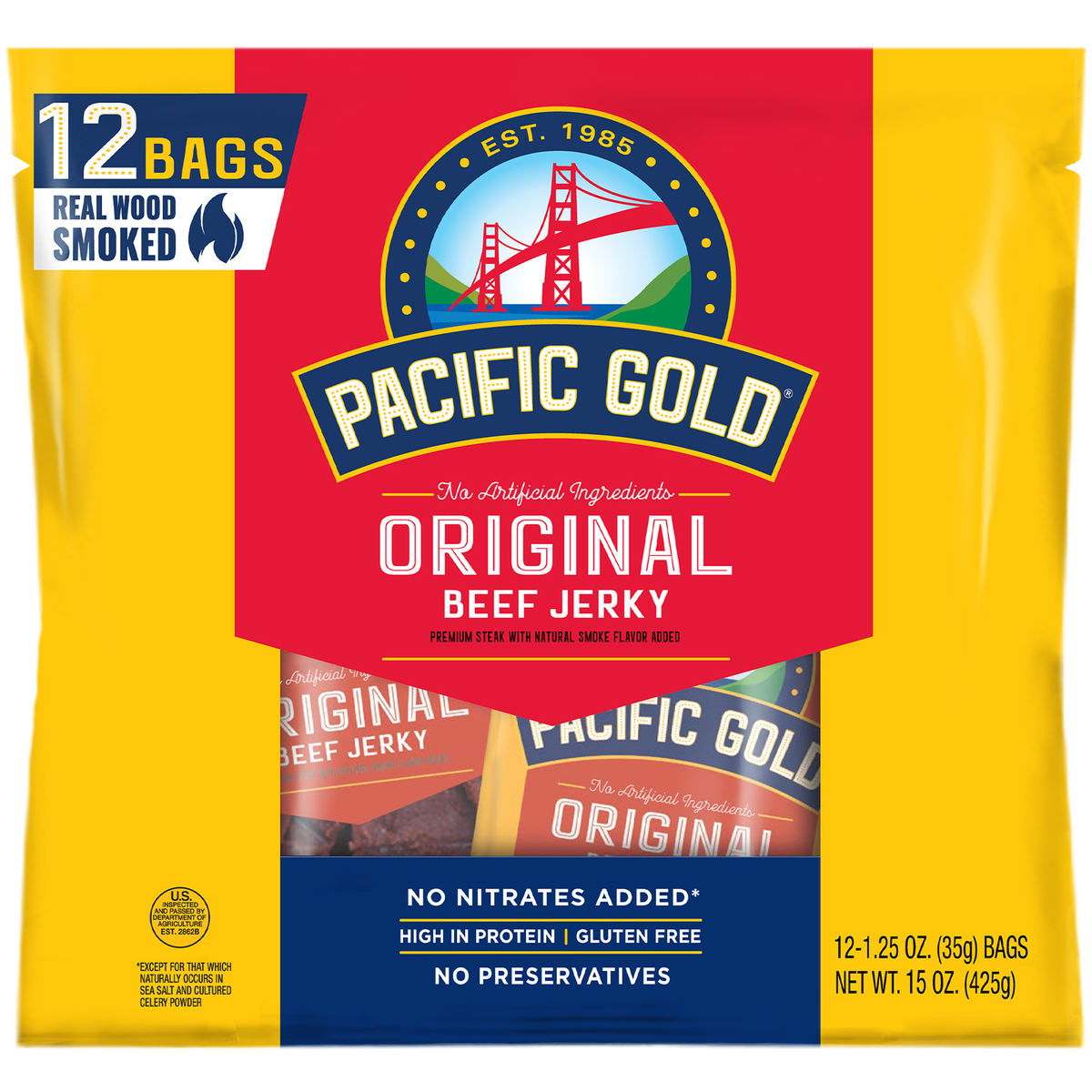 Pacific Gold Beef Jerky, Original, 1.25 oz, 12 ct