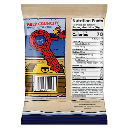 Pirate's Booty Rice and Corn Puffs, Aged White Cheddar, 0.5 oz, 40 ct