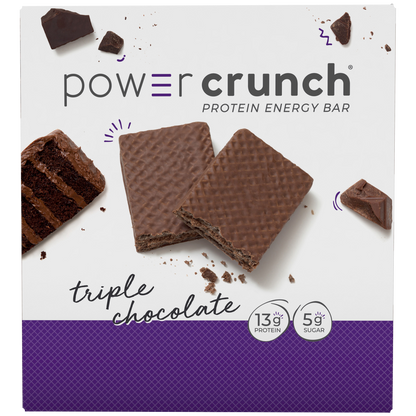 Power Crunch Protein Energy Bar, 13g Protein, Triple Chocolate, 1.4 oz, 12 ct
