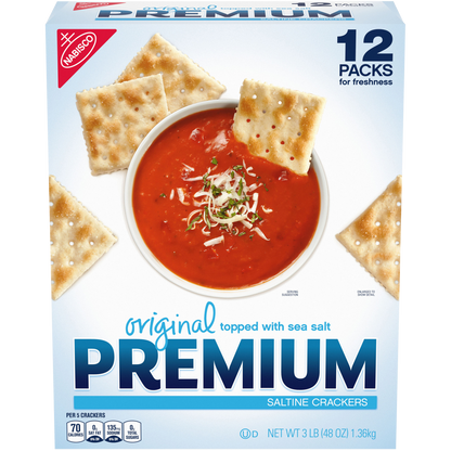 Premium Saltine Crackers, Original, 12 packs, 48 oz