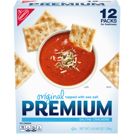 Premium Saltine Crackers, Original, 12 packs, 48 oz