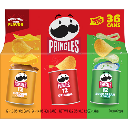 Pringles Grab & Go Potato Crisps, Variety Pack, 36 ct