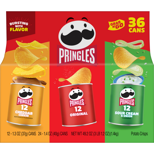 Pringles Grab & Go Potato Crisps, Variety Pack, 36 ct
