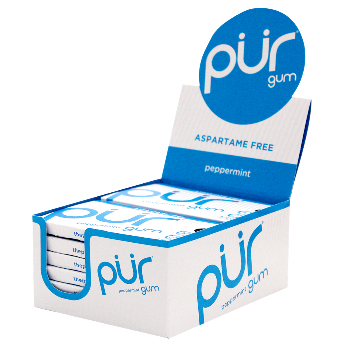 Pur Sugar Free Chewing Gum, Peppermint, 9 pieces, 12 ct