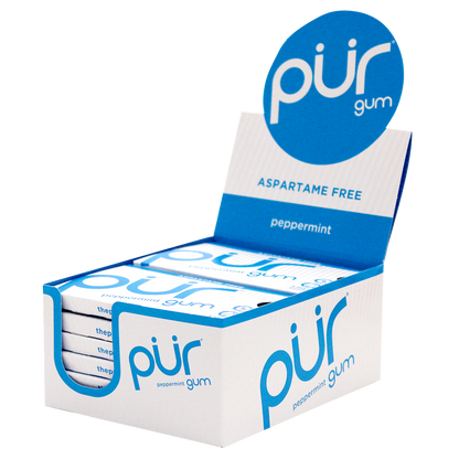 Pur Sugar Free Chewing Gum, Peppermint, 9 pieces, 12 ct