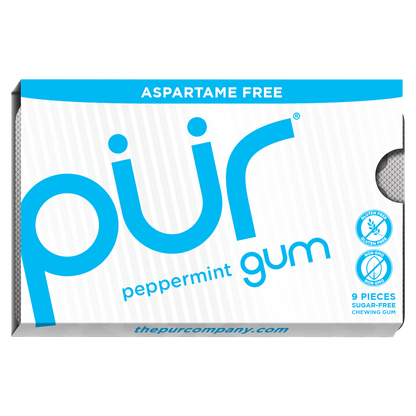 Pur Sugar Free Chewing Gum, Peppermint, 9 pieces, 12 ct