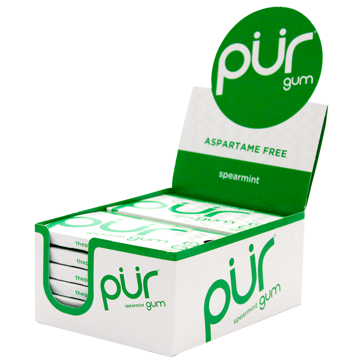Pur Sugar Free Chewing Gum, Spearmint, 9 pieces, 12 ct