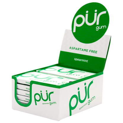 Pur Sugar Free Chewing Gum, Spearmint, 9 pieces, 12 ct