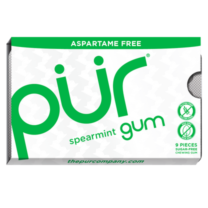 Pur Sugar Free Chewing Gum, Spearmint, 9 pieces, 12 ct