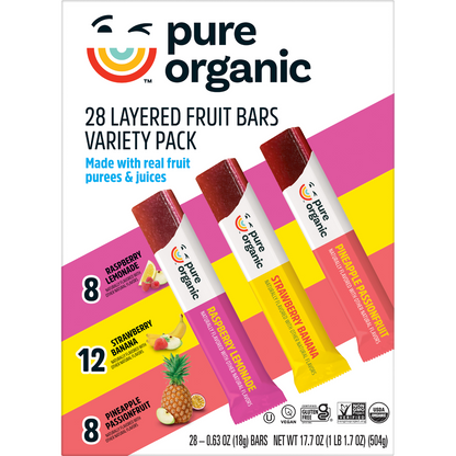 Pure Organic Layered Fruit Bars, Variety Pack, 0.63 oz, 28 ct
