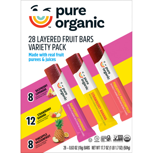 Pure Organic Layered Fruit Bars, Variety Pack, 0.63 oz, 28 ct