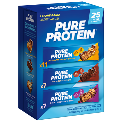 Pure Protein Bars, 20-21g Protein, Variety Pack, 1.76 oz, 25 ct