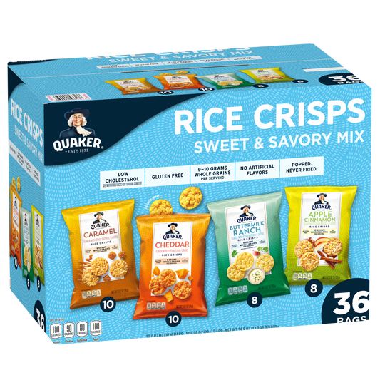 Quaker Rice Crisps, Variety Pack, 36 ct