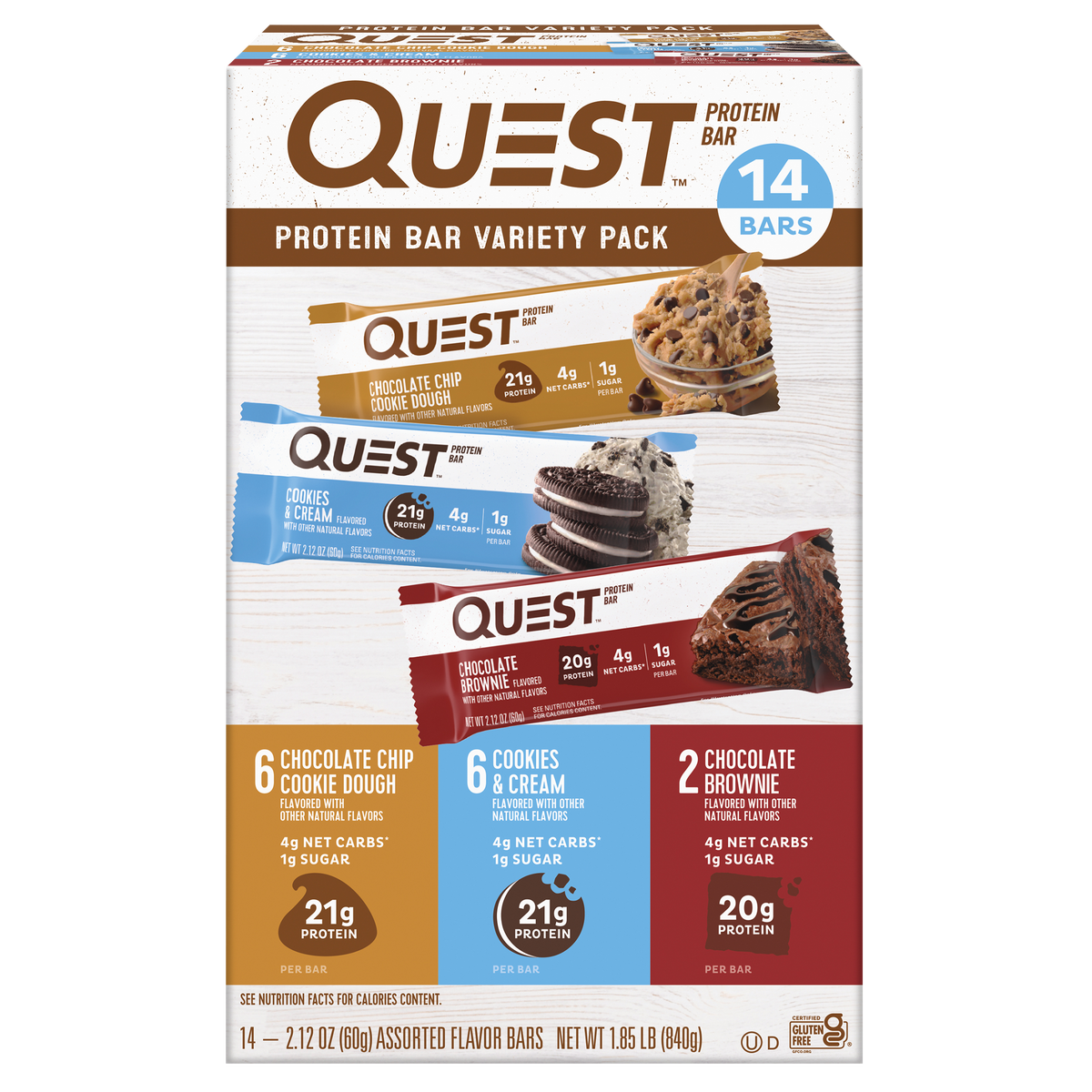 Quest Protein Bar, Variety Pack, 2.12 oz, 14 ct
