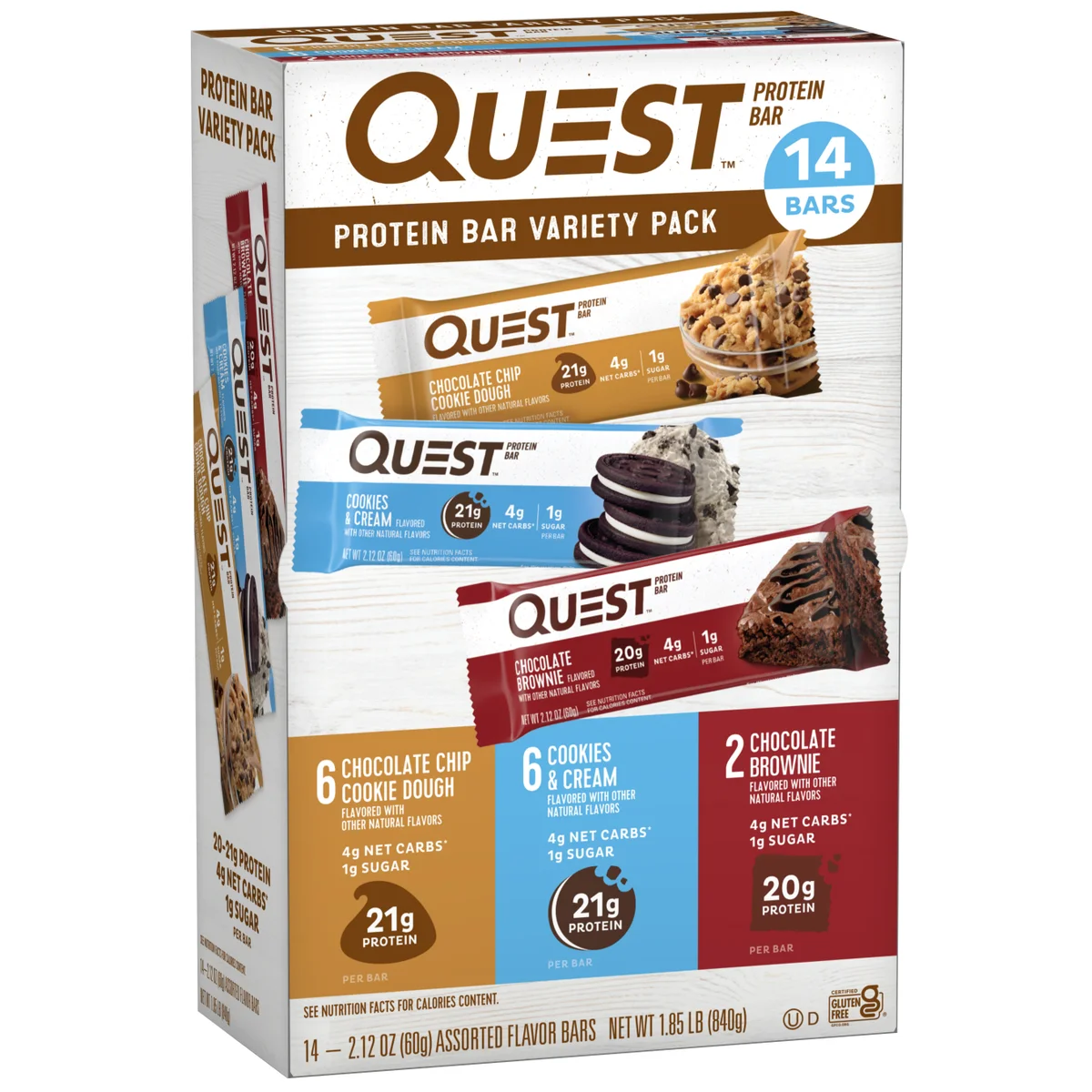 Quest Protein Bar, Variety Pack, 2.12 oz, 14 ct