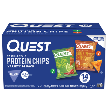 Quest Tortilla Style Protein Chips, Variety Pack, 1.1 oz, 14 ct