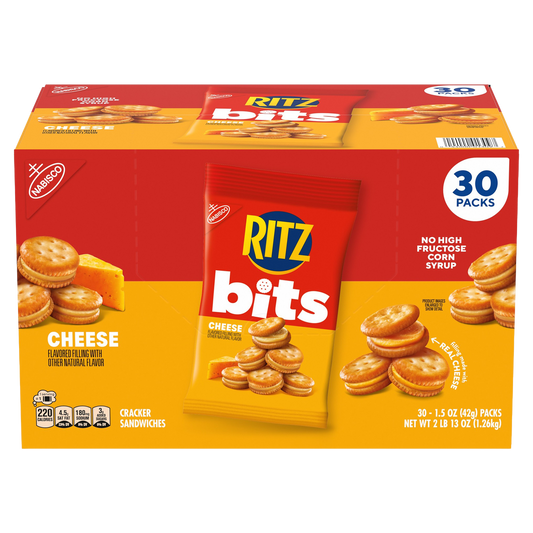 RITZ Bits Cracker Sandwiches, Cheese, 1.5 oz, 30 ct