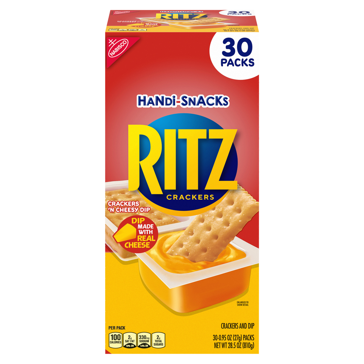 RITZ Crackers Handi-Snacks, Crackers 'N Cheesy Dip, 0.95 oz, 30 ct