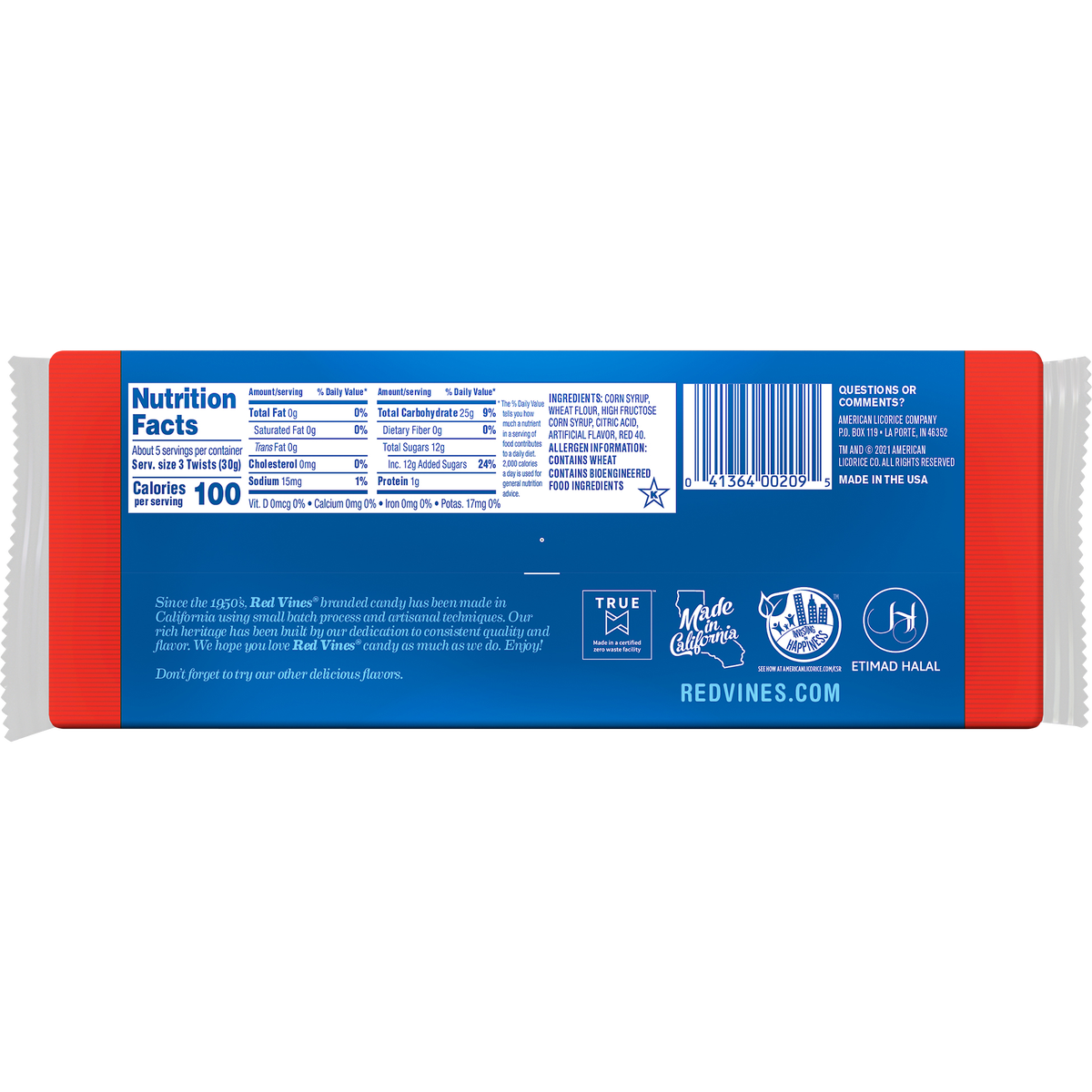 Red Vines Twists, Original Red Licorice Candy, 5 oz, 12 ct