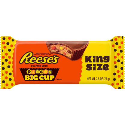 Reese's Pieces Big Cup Peanut Butter Cups, King Size, 2.8 oz, 16 ct