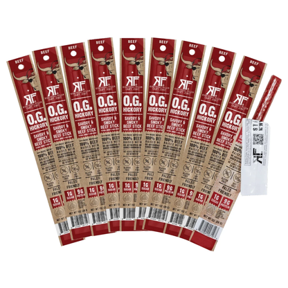 Righteous Felon Craft Jerky, O.G. Hickory Beef Stick, 1 oz, 12 ct