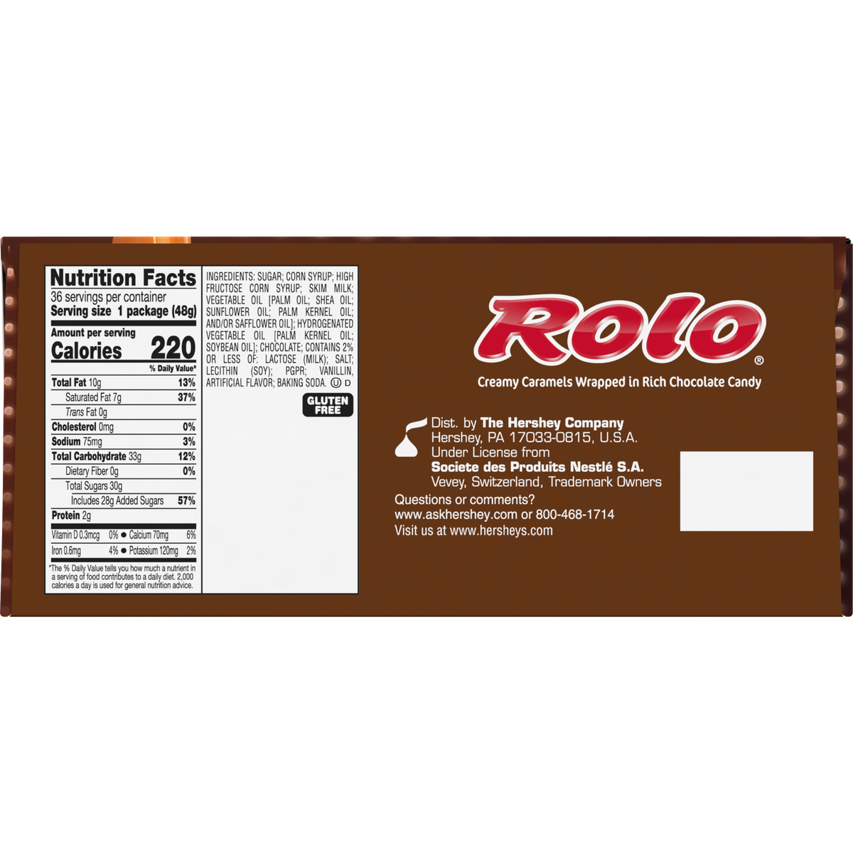Rolo, Milk Chocolate, 1.7 oz, 36 ct