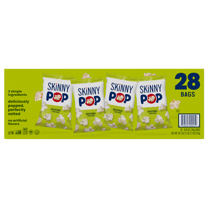 SKINNYPOP Popcorn, 0.65 oz, 28 ct