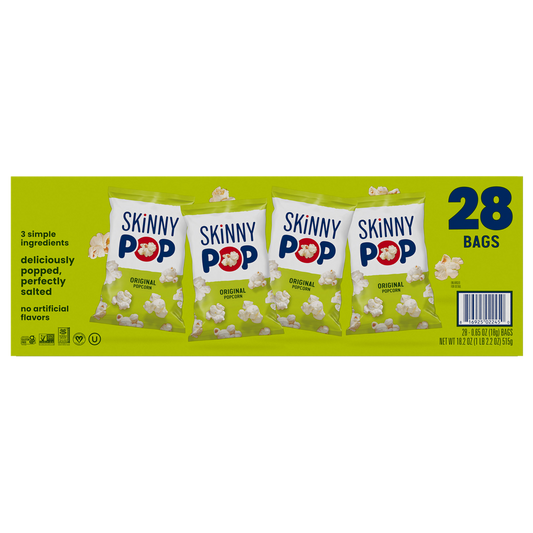 SKINNYPOP Popcorn, 0.65 oz, 28 ct