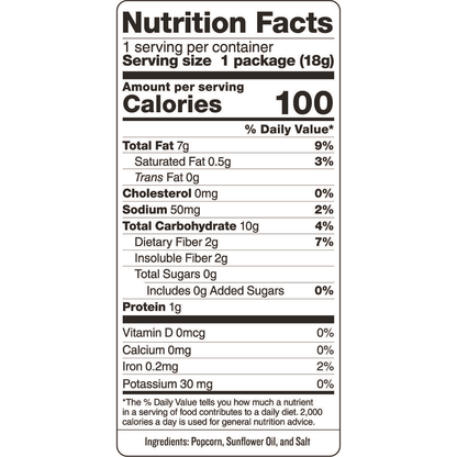 SKINNYPOP Popcorn, 0.65 oz, 28 ct