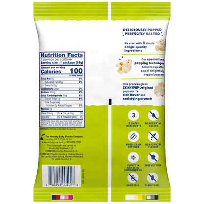 SKINNYPOP Popcorn, 0.65 oz, 28 ct