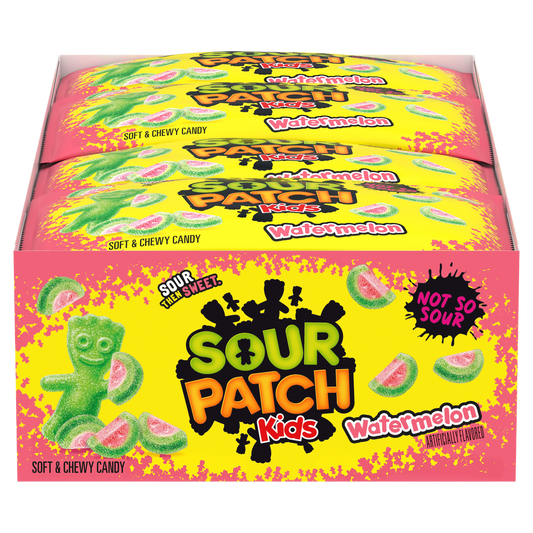 SOUR PATCH KIDS, Soft & Chewy Candy, Watermelon, 2 oz, 24 ct