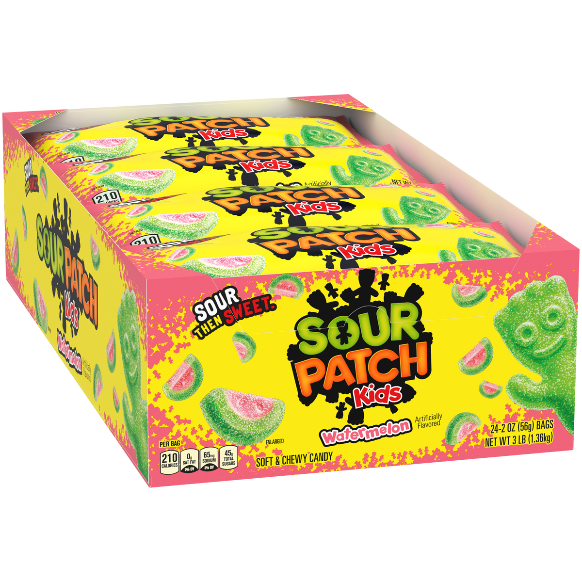 SOUR PATCH KIDS, Soft & Chewy Candy, Watermelon, 2 oz, 24 ct