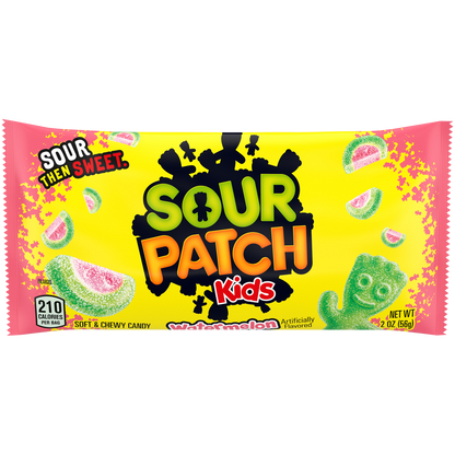 SOUR PATCH KIDS, Soft & Chewy Candy, Watermelon, 2 oz, 24 ct