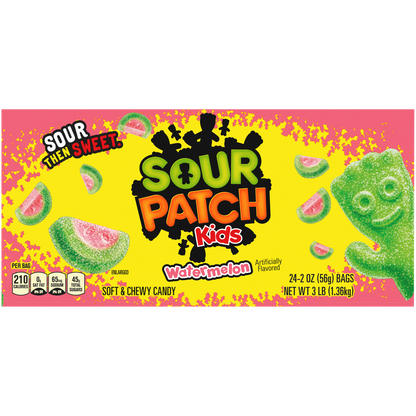 SOUR PATCH KIDS, Soft & Chewy Candy, Watermelon, 2 oz, 24 ct