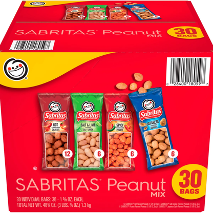 Sabritas Peanuts, Variety Pack, 1.625 oz, 30 ct
