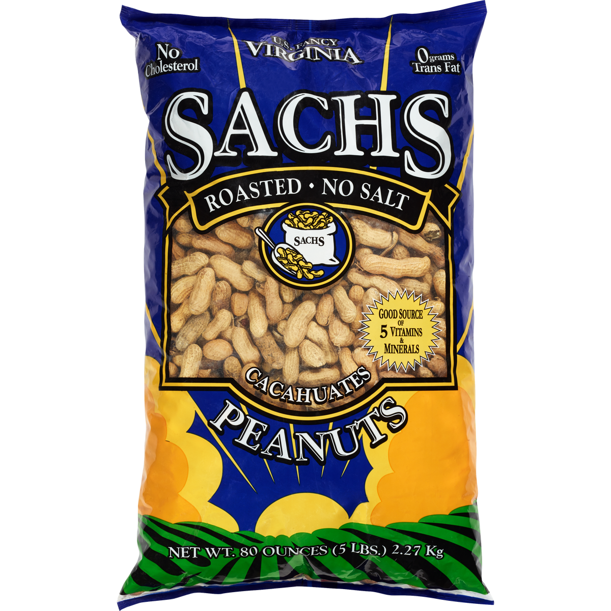 Sachs In-Shell Roasted Peanuts, No Salt, 5 lbs