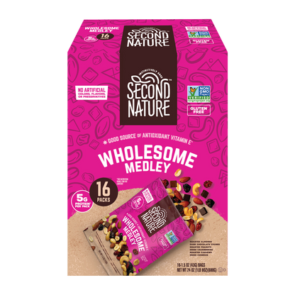 Second Nature Trail Mix, Wholesome Medley, 1.5 oz, 16 ct