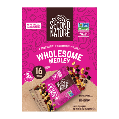 Second Nature Trail Mix, Wholesome Medley, 1.5 oz, 16 ct