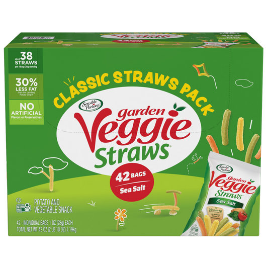 Sensible Portions Garden Veggie Straws, Sea Salt, 1 oz, 42 ct